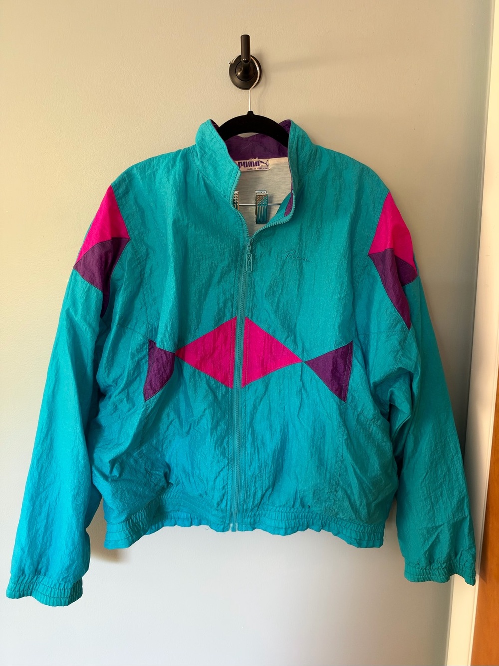 Vintage Puma Teal Colorblock Windbreaker Jacket - Women's
